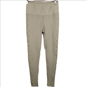 Nux Olive Green High-Waisted Cut Out Diamond Detail Pull On Workout Leggings